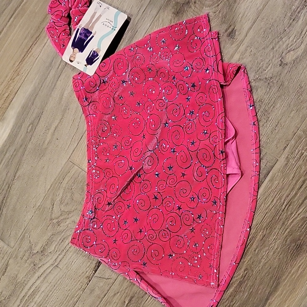 Mondor pink glitter figure skating skirt